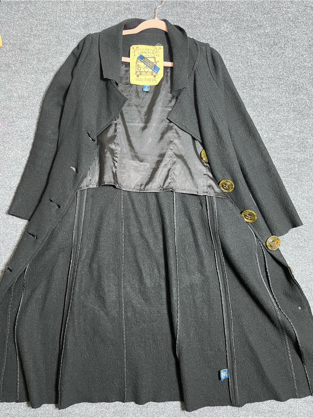 Full Tilt Millard Fillmore Womens S Black Wool Blend Long Coat Fit Flare Y2K - Picture 2 of 7